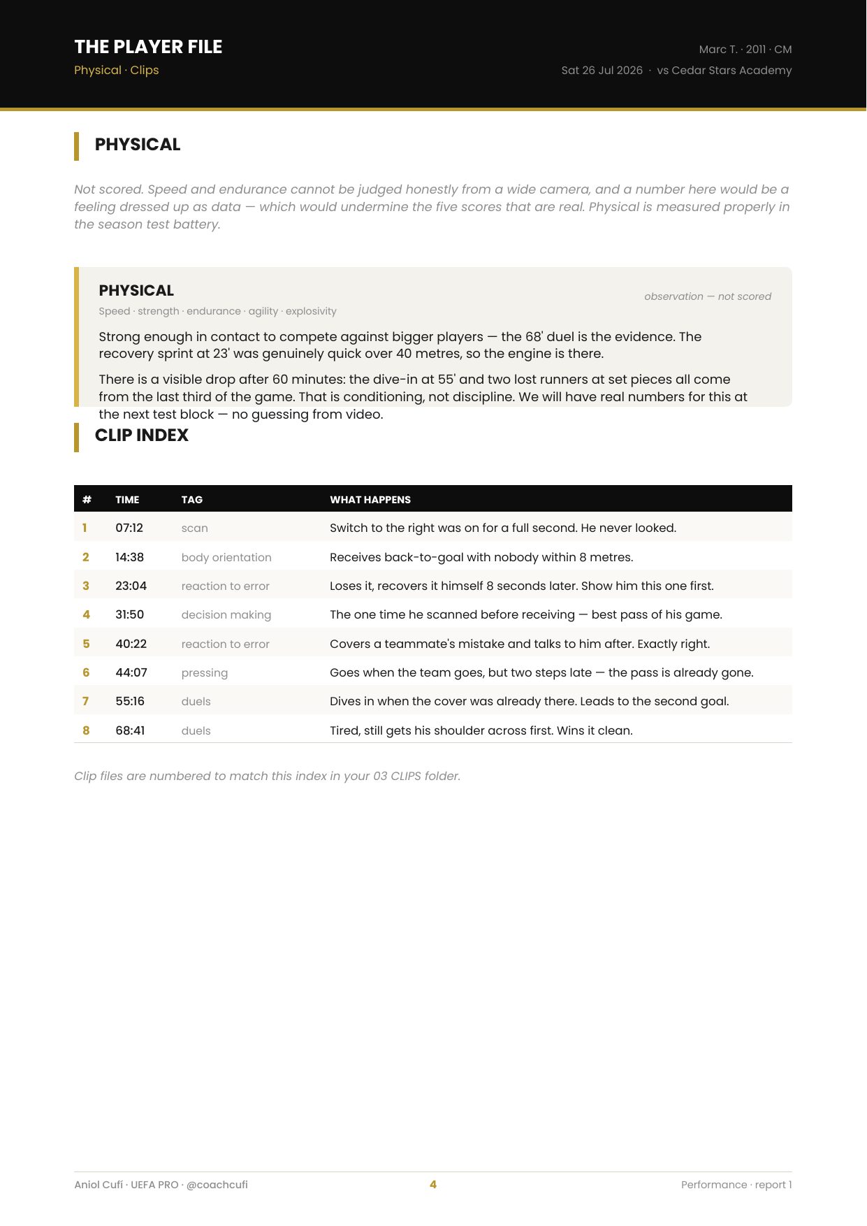 Player File sample page 4
